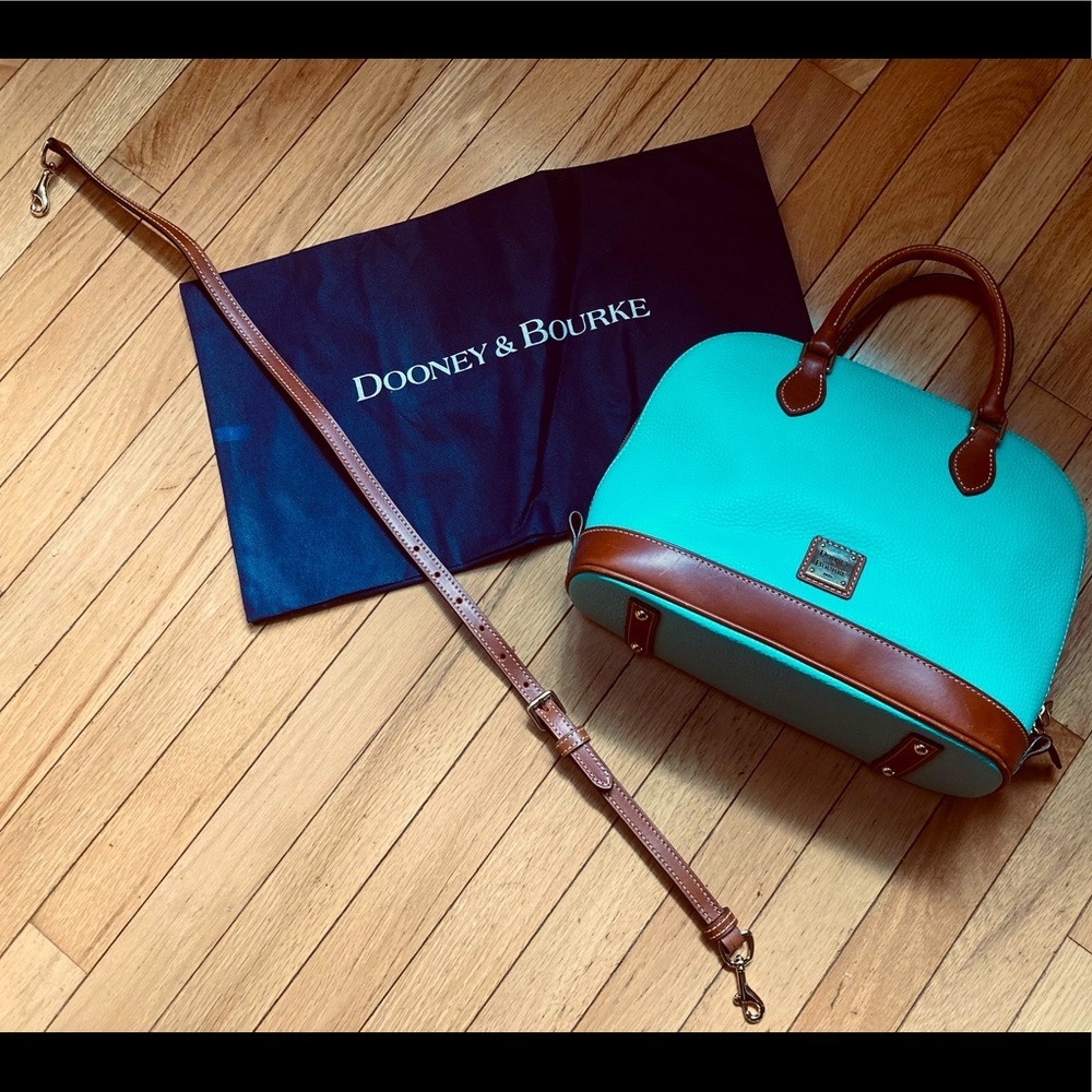Dooney & Bourke Crossbody Zip Satchel Aqua Pebbled Leather